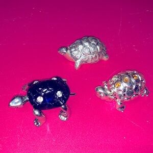 Turtles Home Jewelry Family of 3 100%Silver gemstones Goodluck Valentine’s Day